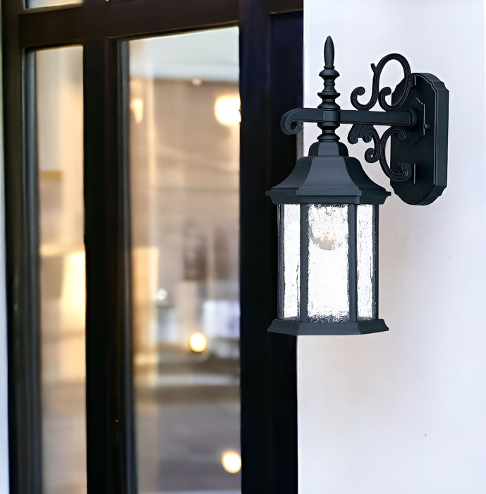 Narrow Domed Hanging Lantern Wall Light - Matte Black