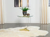 Janessa - Round Glass Top End Table With Acrylic Legs - Clear And Matte Brass - Simple Home Plus