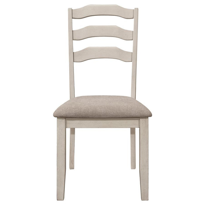 Ronnie - Ladder Back Padded Seat Dining Side Chair (Set of 2) - Khaki And Rustic Cream - Simple Home Plus