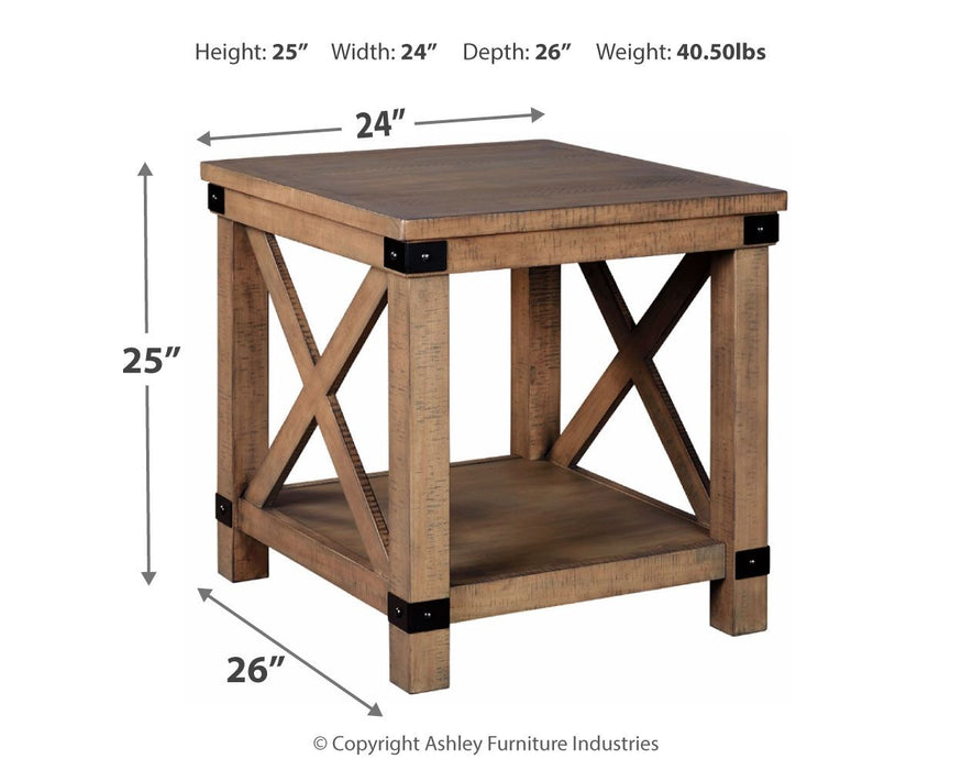 Aldwin - Gray - Rectangular End Table - Crossbuck Styling - Simple Home Plus