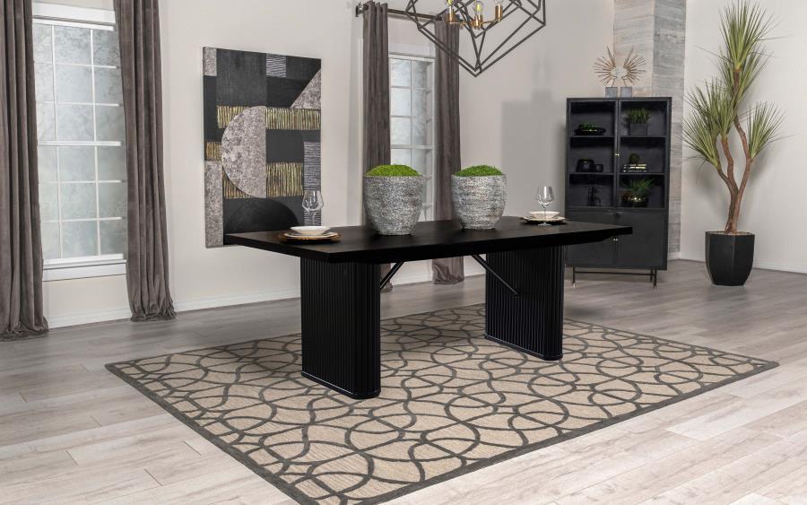 Catherine - Rectangular Double Pedestal Dining Table - Black - Simple Home Plus