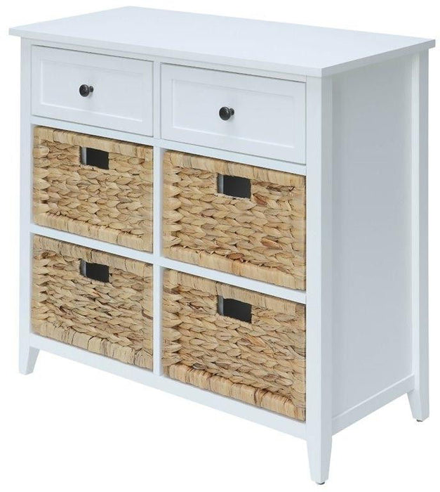 Wood Veneer 6 Drawers Accent Chest - White