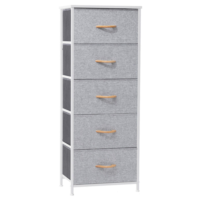 Steel And Fabric Five Drawer Chest - Gray / White