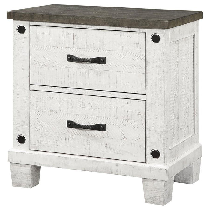 Lilith - 2-Drawer Nightstand - Distressed Gray And White - Simple Home Plus