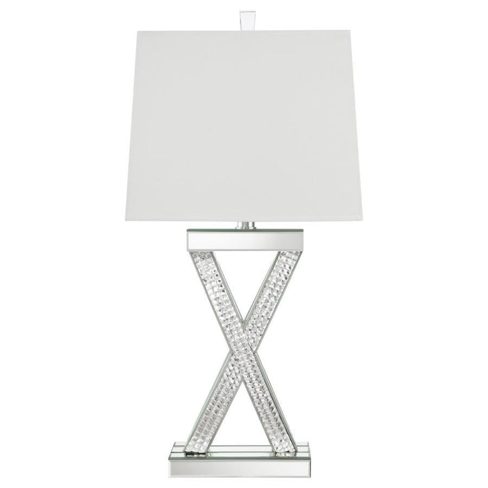 Dominick - Table Lamp With Rectange Shade - White And Mirror - Simple Home Plus