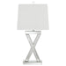 Dominick - Table Lamp With Rectange Shade - White And Mirror - Simple Home Plus