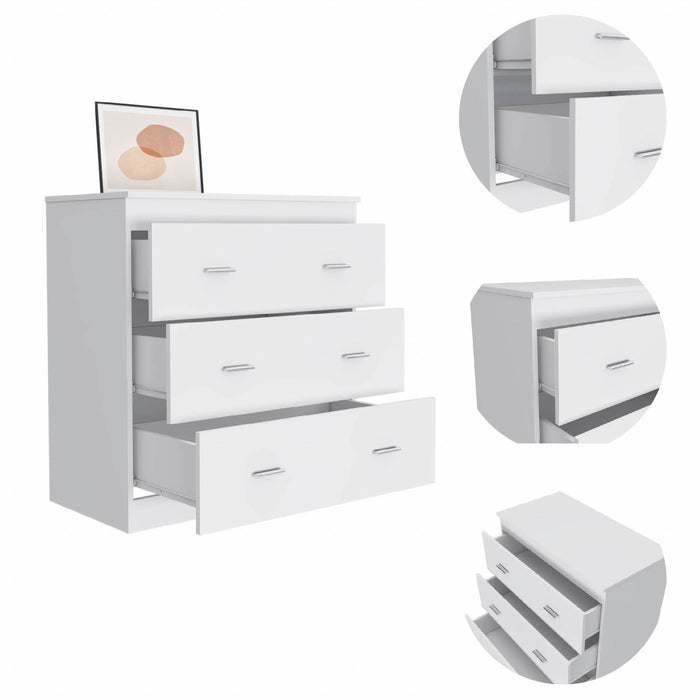 Six Drawer Wooden Dresser - White