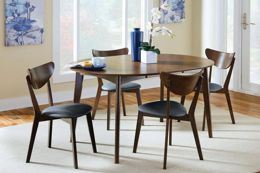 Jedda - 5 Piece Dining Room Set - Dark Walnut And Black - Simple Home Plus