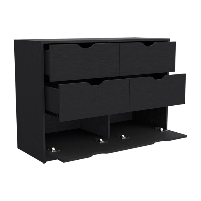 Four Drawer Dresser Wooden - Black