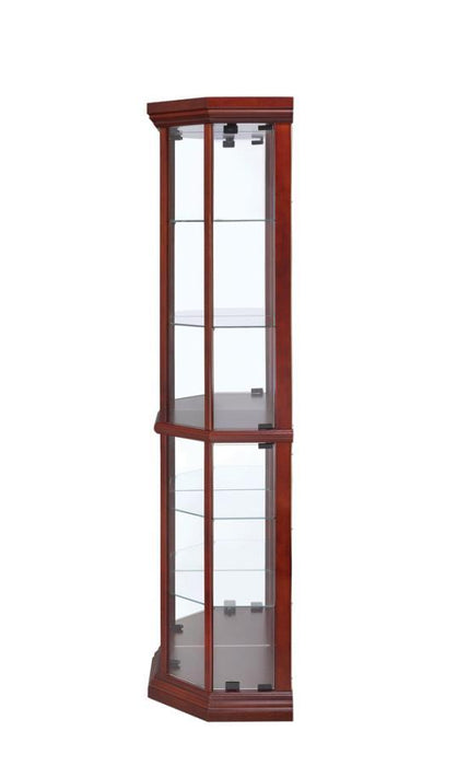 Appledale - 6-Shelf Corner Curio Cabinet - Medium Brown - Simple Home Plus