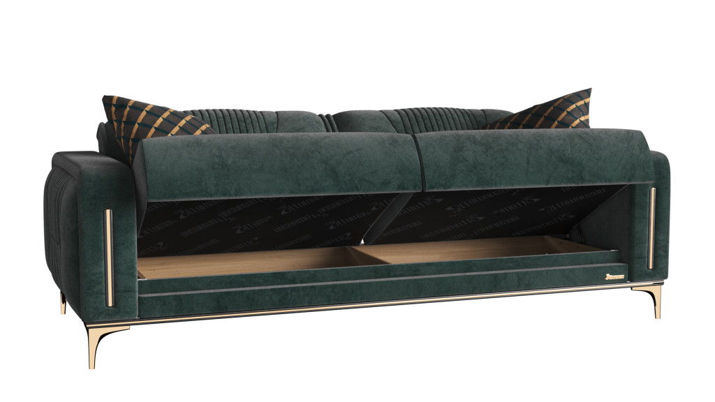 Microfiber Sleeper Sofa And Toss Pillows - Green