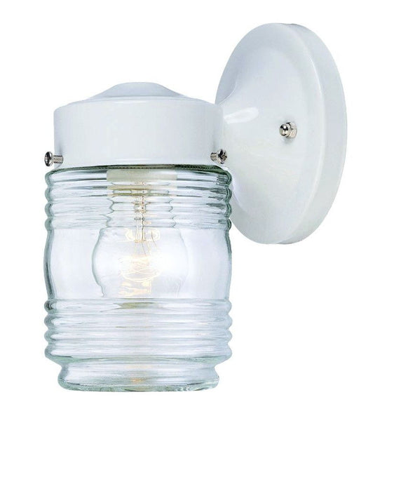 Standard Jelly Jar One Light Outdoor Wall Light - White