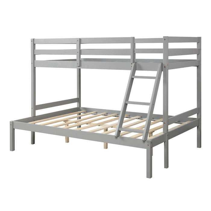 Twin Size Full Size Bunk Bed - Gray