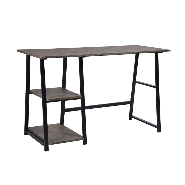 Modern Home Office Computer Table With Storage Shelves - Vintage Brown