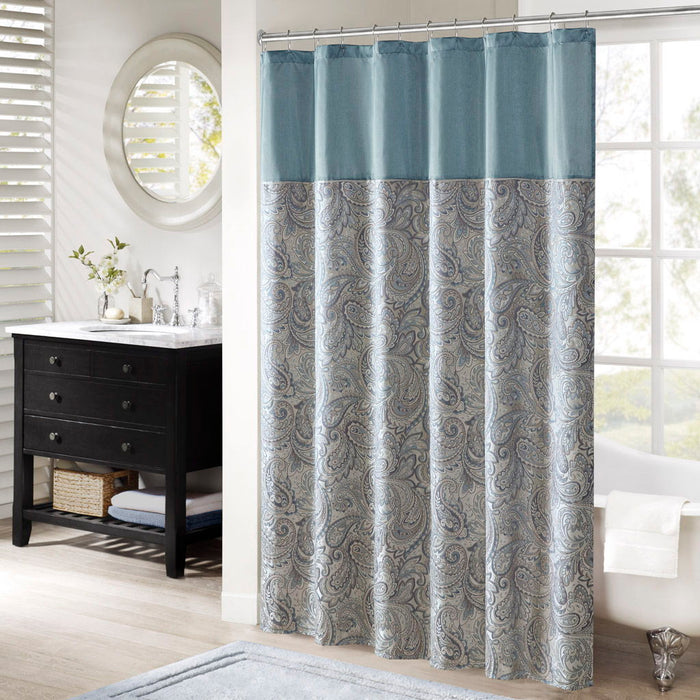 Aubrey - Jacquard Shower Curtain - Teal