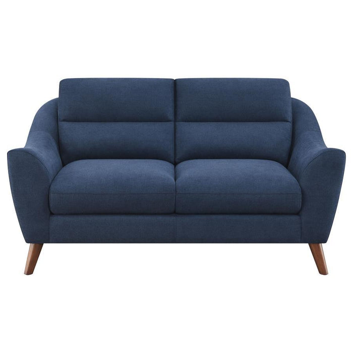 Gano - Sloped Arm Upholstered Loveseat - Navy Blue - Simple Home Plus