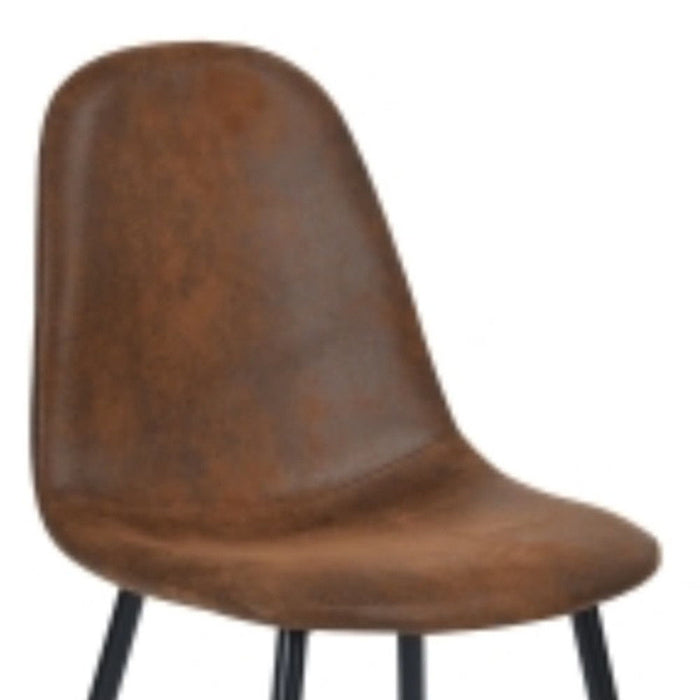 Upholstered Faux Leather Dining Chairs (Set of 4) - Brown / Black