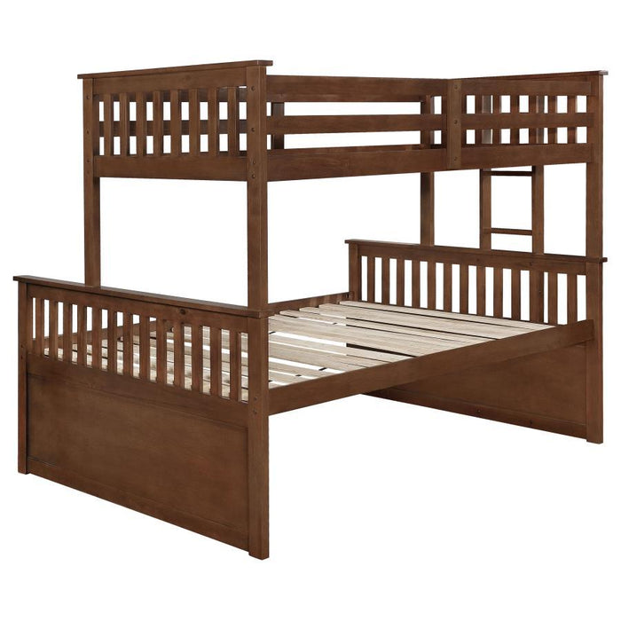 Atkin - Twin Extra Long Over Queen 3-Drawer Bunk Bed - Weathered Walnut - Simple Home Plus