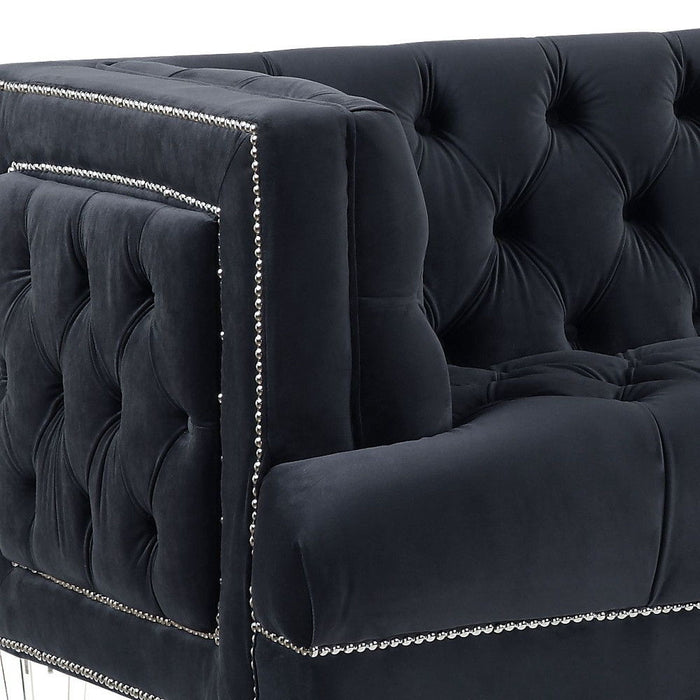 Velvet Sofa With Black Legs - Charcoal