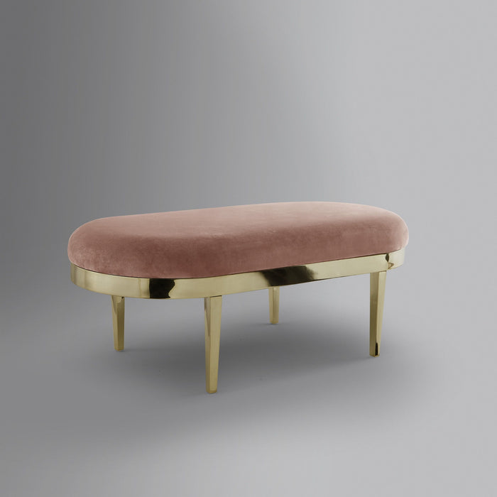 Upholstered Velvet Bench - Blush / Gold