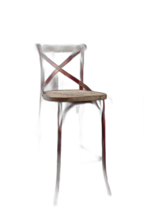 Iron Bar Chair - Brown / Red