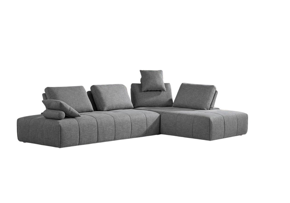 Polyester Modular L Shaped Two Piece Sofa And Chaise Sectional And Toss Pillows - Gray