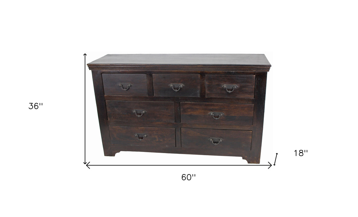 Wood Seven Drawer Triple Dresser - Brown