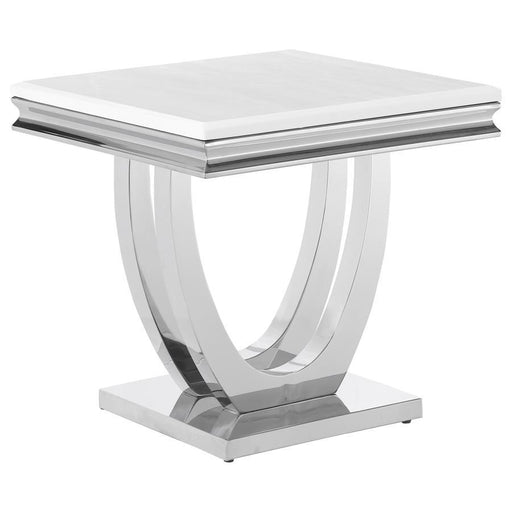 Kerwin - U-Base Square End Table - White And Chrome - Simple Home Plus