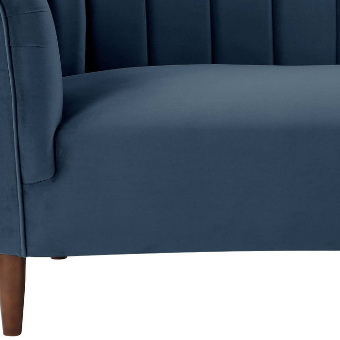 Velvet Sofa With Black Legs - Blue