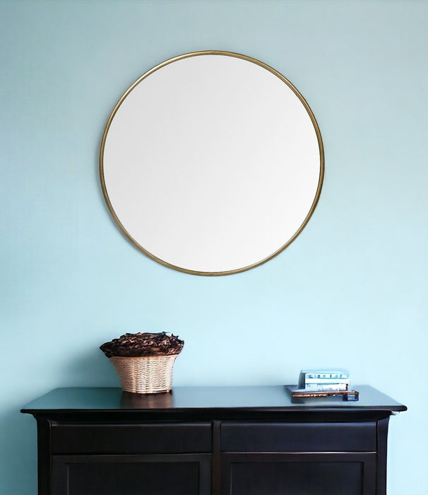 47" Round Metal Frame Wall Mirror - Gold