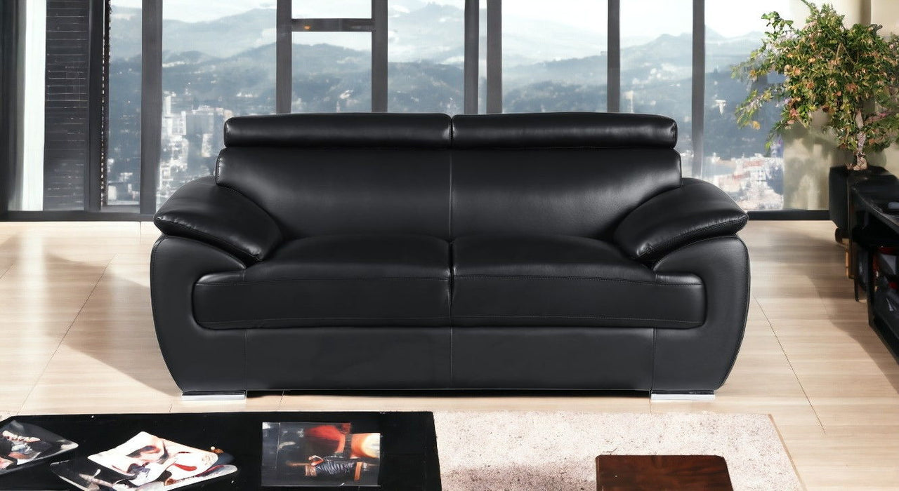 Faux Leather Love Seat - Silver / Black