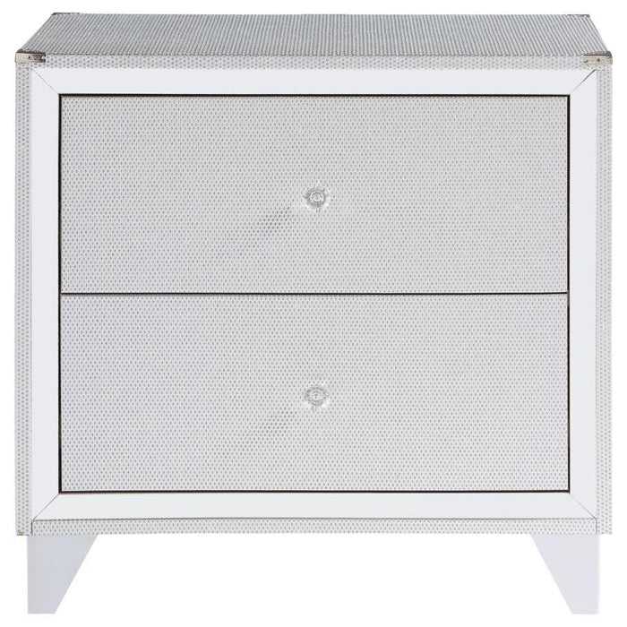 Larue - 2-Drawer Nightstand With USB Port - Silver - Simple Home Plus