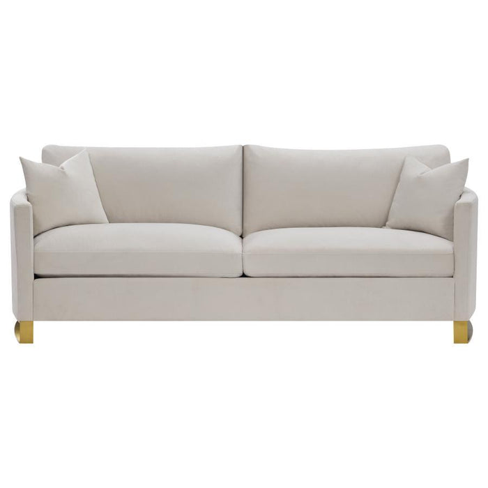 Corliss - Upholstered Arched Arms Sofa - Beige - Simple Home Plus