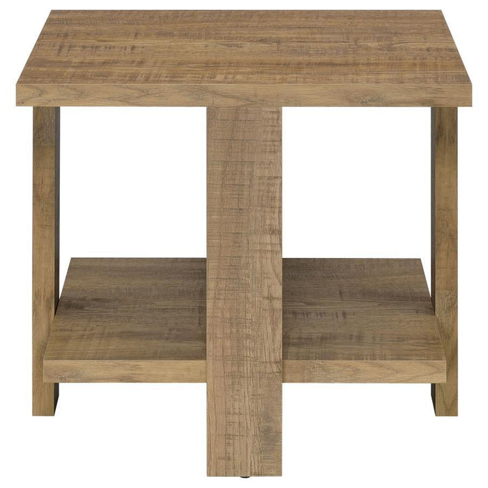 Dawn - Square Engineered Wood End Table With Shelf - Mango - Simple Home Plus