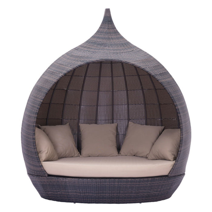 Teardrop Shaped Daybed - Brown / Beige