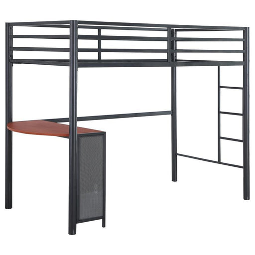 Fisher - Twin Workstation Loft Bed - Gunmetal - Simple Home Plus