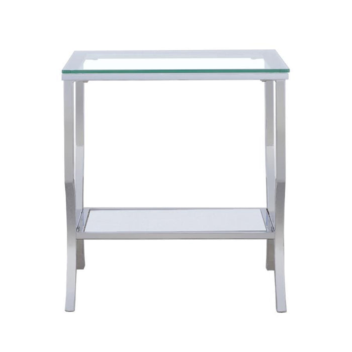 Saide - Square End Table With Mirrored Shelf - Chrome - Simple Home Plus