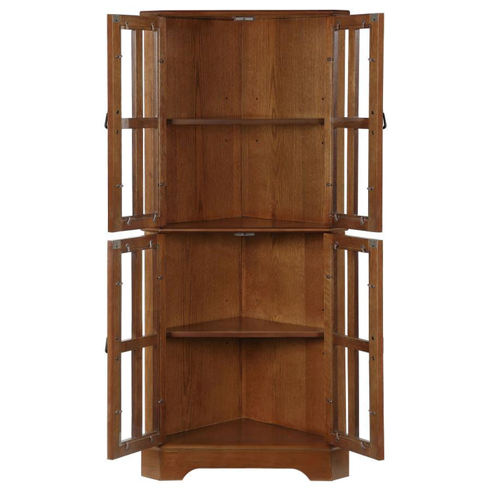 Coreosis - 4-Shelf Corner Curio Cabinet - Golden Brown - Simple Home Plus