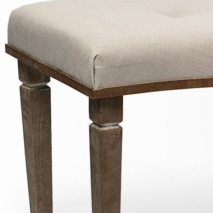 Upholstered Polyester Blend Bench - Beige / Brown