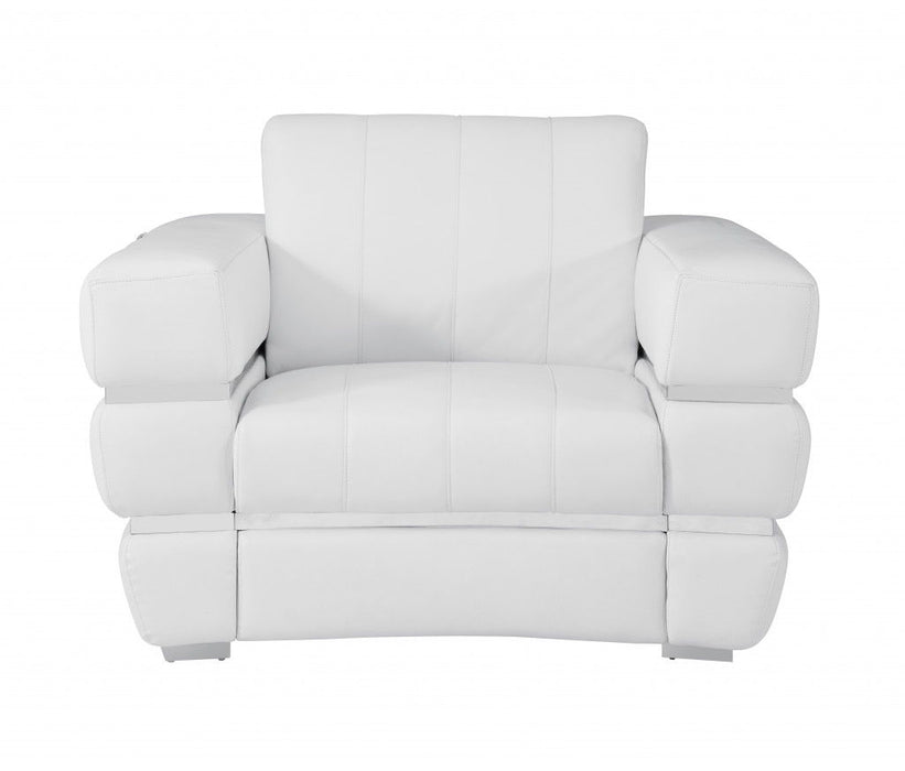 Three Piece Italian Leather Six Person Seating Set Indoor - White