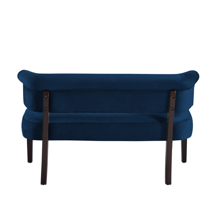 Upholstered Velvet Bench - Black / Navy Blue