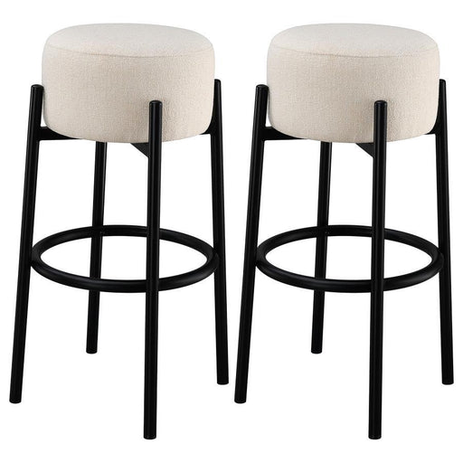 Leonard - Upholstered Backless Round Stools (Set of 2) - Simple Home Plus