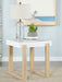 Pala - Rectangular End Table With Sled Base - White High Gloss And Natural - Simple Home Plus