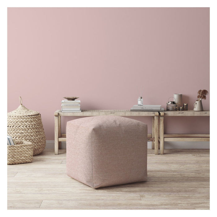 Cotton Pouf Ottoman - Pink