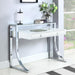 Gemma - 2-Drawer Writing Desk - Glossy White And Chrome - Simple Home Plus