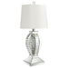 Klein - Table Lamp With Drum Shade - White And Mirror - Simple Home Plus