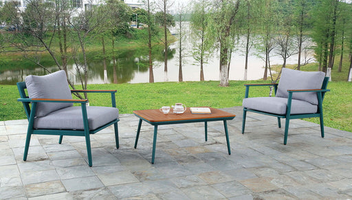 Marsha - 3 Piece Outdoor Set - Gray / Green / Oak - Simple Home Plus
