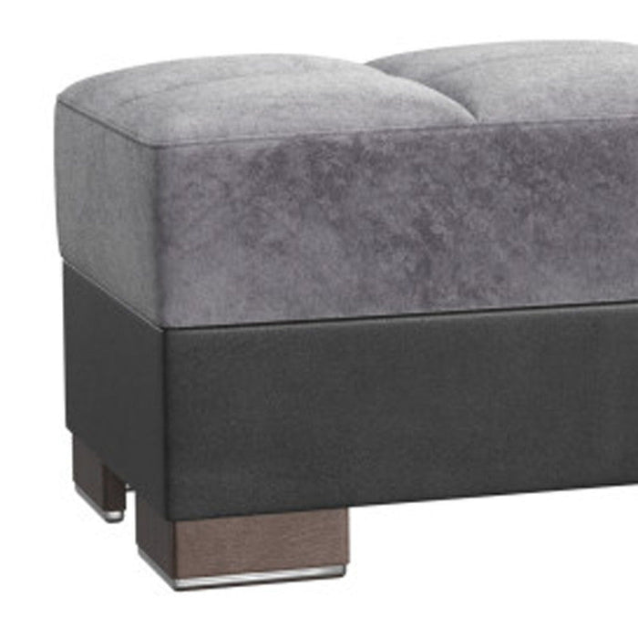 Microfiber Tufted Storage Ottoman - Gray / Black