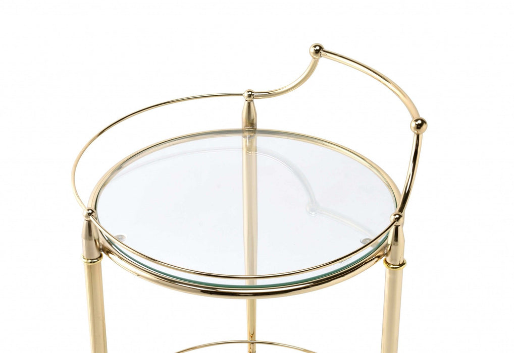 Glass Serving Cart - Gold / Clear