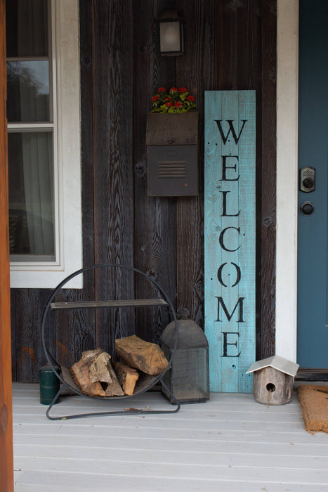 Rustic Front Porch Welcome Sign - Light Aqua Blue